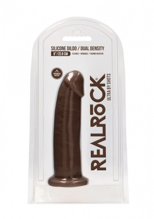 Коричневый фаллоимитатор без мошонки Silicone Dildo Without Balls - 22,8 см.