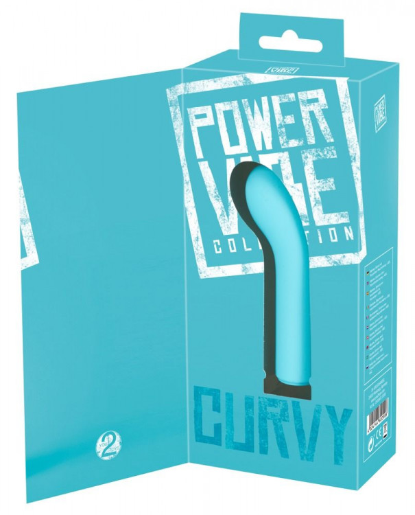 Бирюзовый мини-вибратор с загнутой головкой Power Vibe Curvy - 12 см.