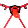 Красный страпон Thumper Strap-on на ремешках - 18 см.