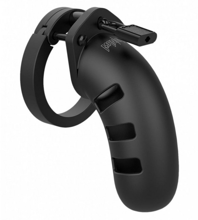 Черный мужской пояс верности Silicone Cock Cage Model 06 Chastity 5.5 