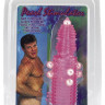 Розовая эластичная насадка на пенис с жемчужинами, точками и шипами Pearl Stimulator - 11,5 см.