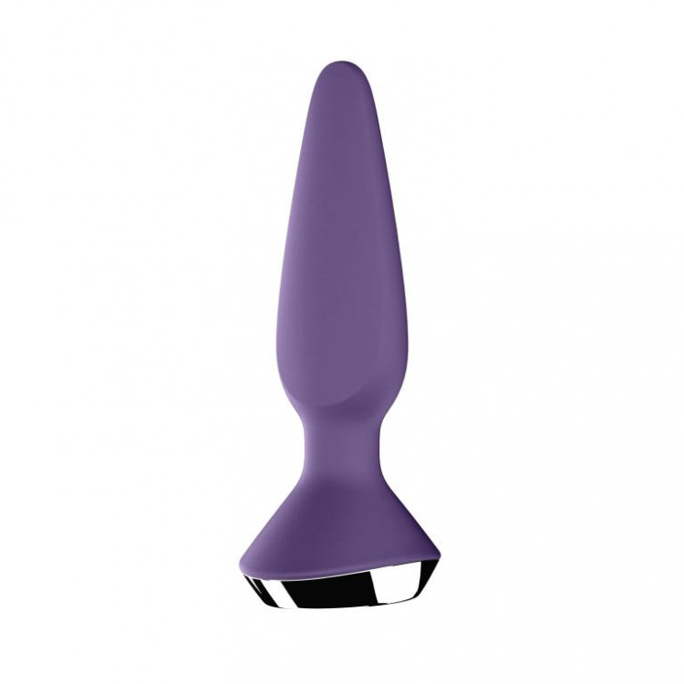 Фиолетовая анальная пробка с вибрацией Satisfyer Plug-ilicious 1 - 13,5 см.