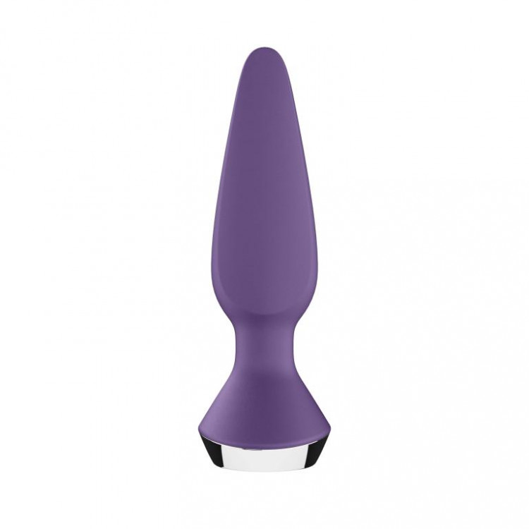 Фиолетовая анальная пробка с вибрацией Satisfyer Plug-ilicious 1 - 13,5 см.