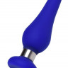 Синяя силиконовая анальная втулка с ограничителем - 10 см.