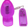 Фиолетовая анальная вибропробка с проводным пультом - 11 см.