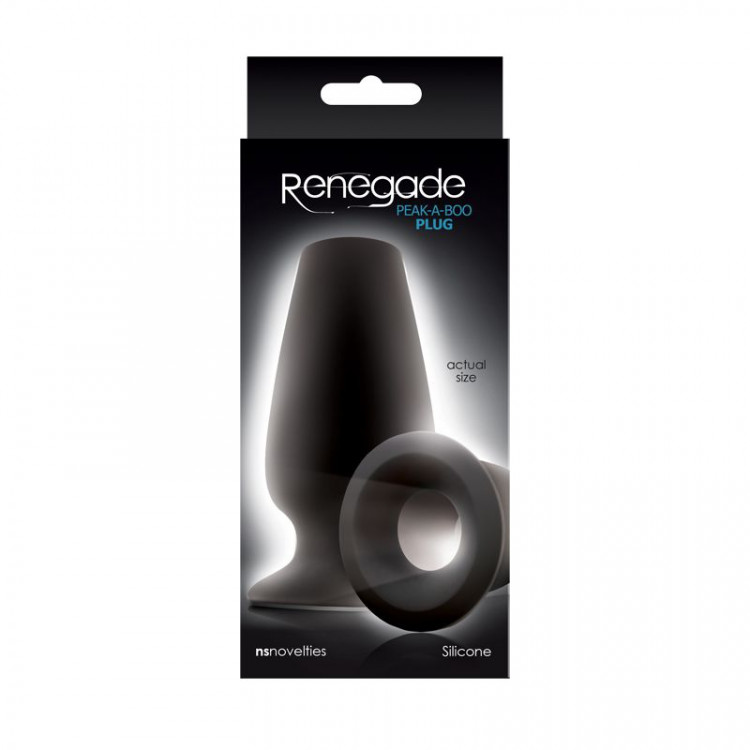 Чёрная анальная пробка с отверстием Renegade Peak A Boo - 10,1 см.