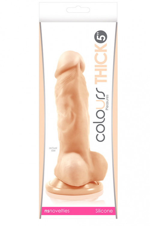 Телесный фаллоимитатор Colours Pleasures Thick 5  Dildo - 18,3 см.
