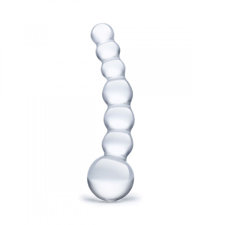 Изогнутный прозрачный стимулятор Beaded Dildo - 13 см.