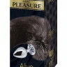 Серебристая анальная пробка с темным лисьим хвостом Black   White Fox Tail Size M