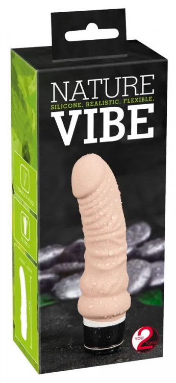 Телесный вибратор Nature Vibe - 17,8 см.