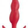 Красная анальная пробка с волнообразным рельефом - 13 см.