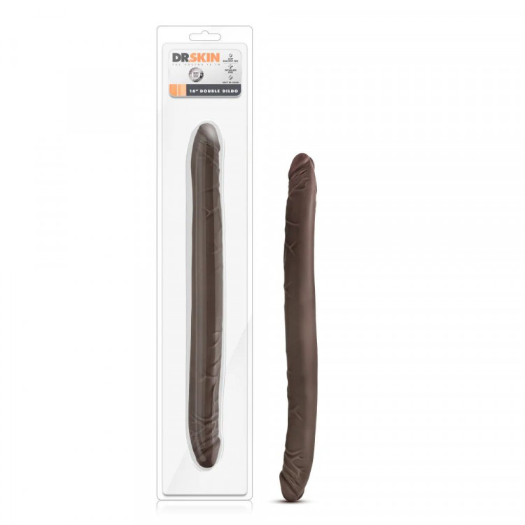 Коричневый двусторонний фаллоимитатор Chocolate 16-Inch Long Dildo - 41,5 см.