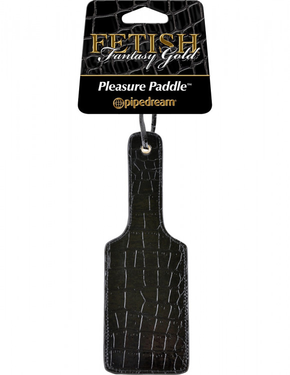 Чёрная с золотом шлепалка Gold Pleasure Paddle