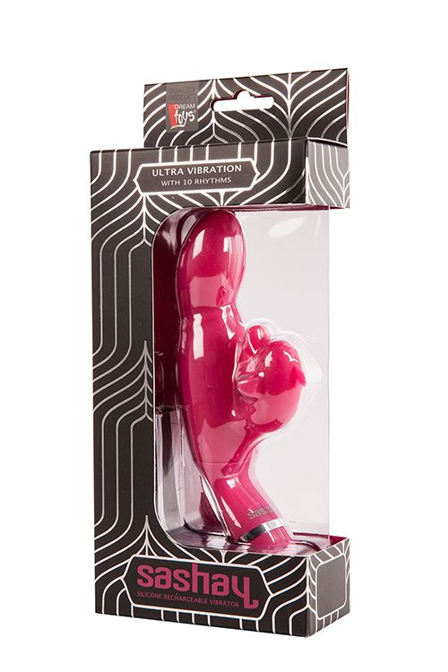 Вибратор со стимулятором клитора SASHAY VIBRATOR DOLPHIN - 17,5 см.