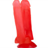 Малиновый гелевый анально-вагинальный фаллоимитатор на присоске - 14 см.