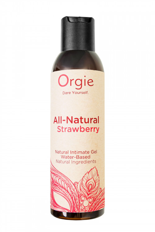 Интимный гель на водной основе All-Natural Strawberry с ароматом клубники - 150 мл.