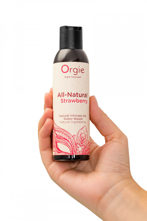 Интимный гель на водной основе All-Natural Strawberry с ароматом клубники - 150 мл.