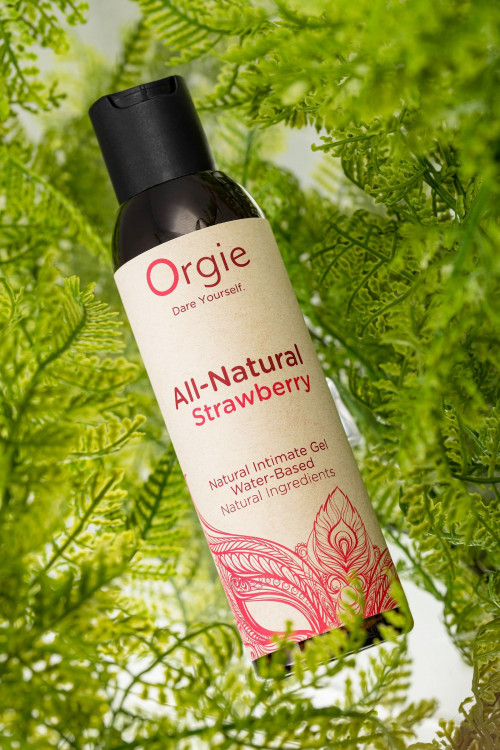 Интимный гель на водной основе All-Natural Strawberry с ароматом клубники - 150 мл.