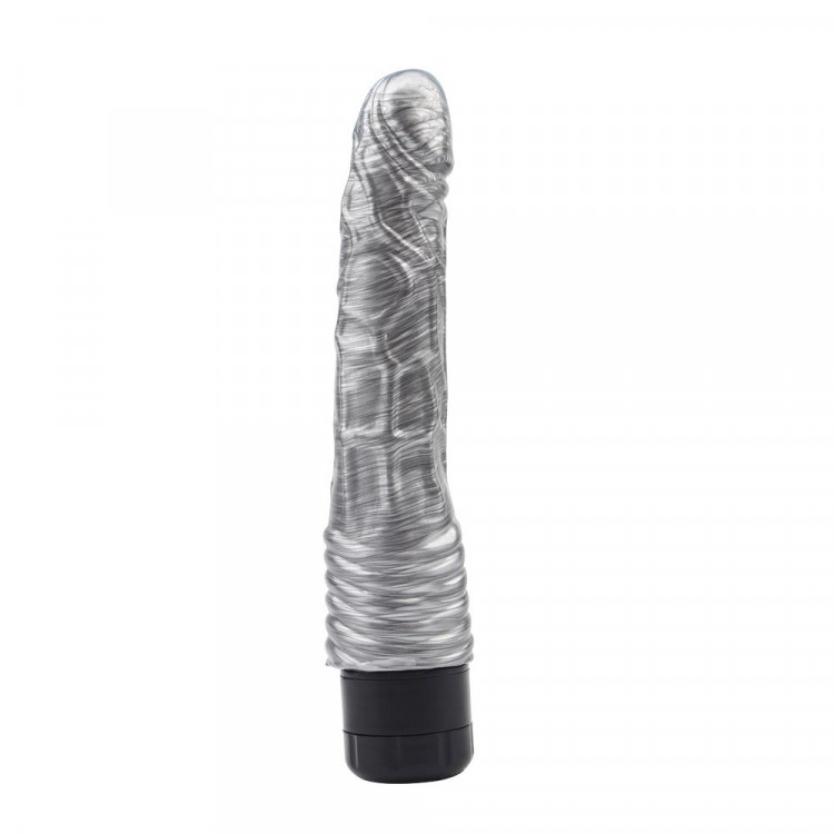 Серебристый вибратор Suq Madiq - 22,3 см.