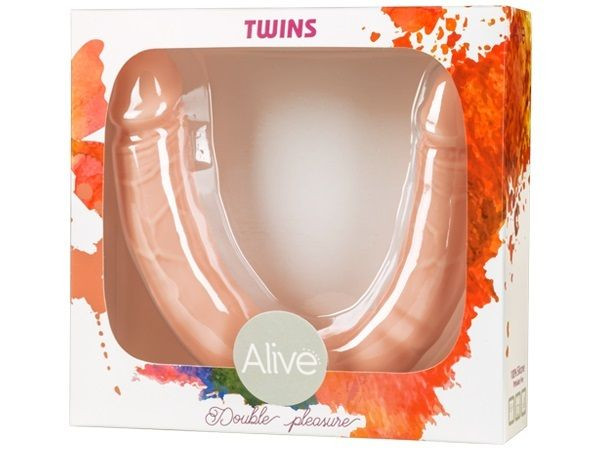 Двухсторонний телесный фаллоимитатор Twins Size M - 30 см.