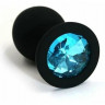 Черная силиконовая пробка с голубым кристаллом - 7 см.