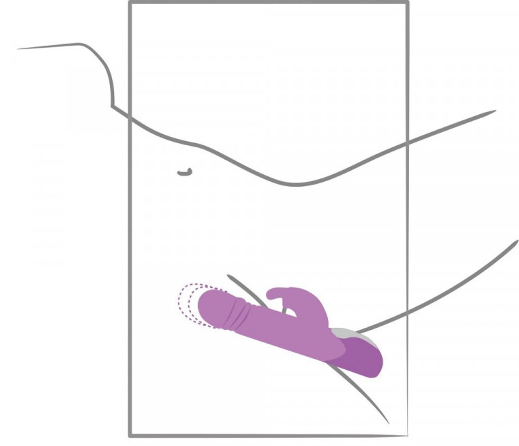 Фиолетовый вибратор Push Vibrator с возвратно-поступательными движениями - 25 см.