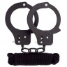 Чёрные наручники из листового металла в комплекте с веревкой BONDX METAL CUFFS LOVE ROPE SET