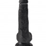 Черный фаллоимитатор с мошонкой и присоской 6  Cock with Balls - 17,8 см.