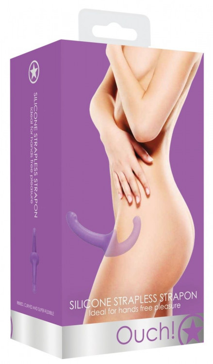 Фиолетовый безремневой страпон Silicone Strapless Strapon