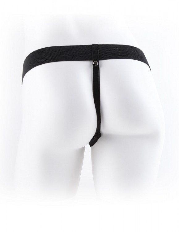 Коричневый фаллопротез с вибрацией 9  Vibrating Hollow Strap-On with Balls - 24 см.