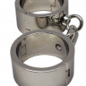 Серебристые гладкие металлические наручники с ключиком