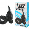 Эрекционное виброкольцо Sex Expert черного цвета