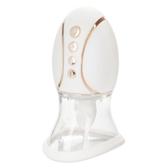 Белый вакуумный массажер Smart Pleasure Queen со стимулирующим язычком 