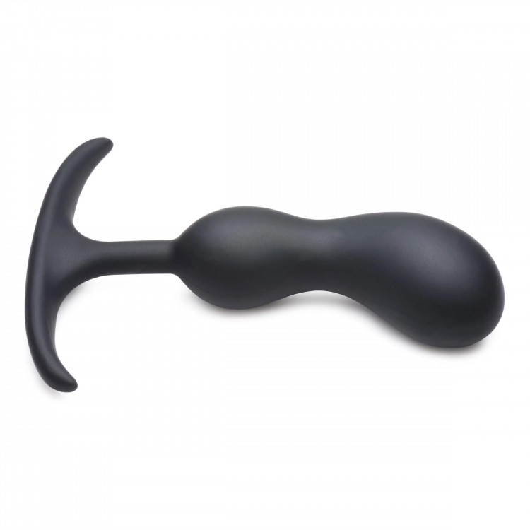 Черный массажер простаты с утяжелителями Premium Silicone Weighted Prostate Plug Medium - 16,3 см.