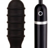 Чёрная анальная вибропробка с рёбрышками - 10 см.