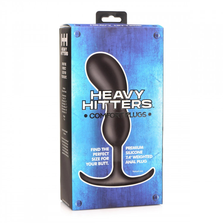 Черный массажер простаты с утяжелителями Premium Silicone Weighted Prostate Plug Large - 18,8 см.
