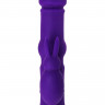 Фиолетовый вибратор с утолщением посередине и клиторальным зайчиком - 18 см.