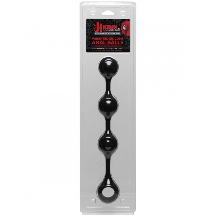 Черные утяжеленные анальные шарики Anal Essentials Weighted Silicone Anal Balls - 34,3 см.