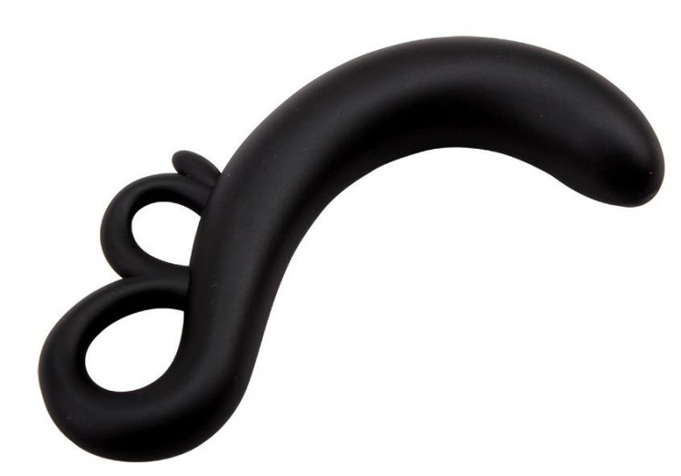 Черный G-стимулятор Two-Finger G-Spot Plug - 14 см.