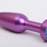 Фиолетовая анальная пробка с голубым стразом - 11,2 см.