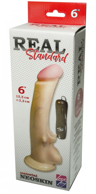 Вибратор REAL Standard на присоске - 15,5 см.