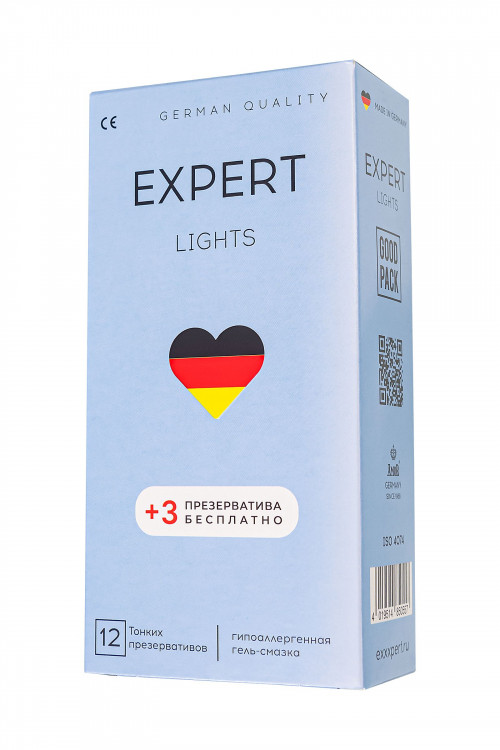 Ультратонкие презервативы EXPERT Lights 12 шт.(+3 в подарок)