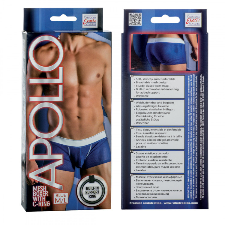 Мужские трусы-боксеры Apollo Mesh Boxer with C-Ring с эрекционным кольцом
