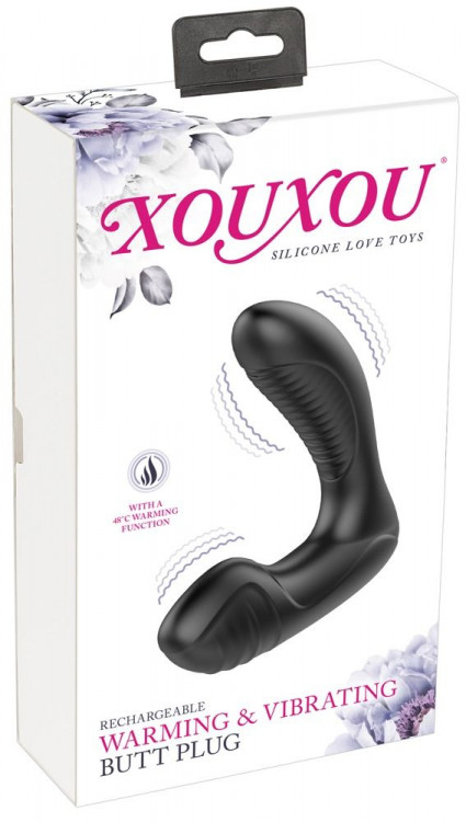 Черная анальная втулка с вибрацией и функцией нагрева Warming   Vibrating Butt Plug