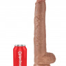 Кофейный фаллоимитатор-гигант 14  Cock with Balls - 37,5 см.