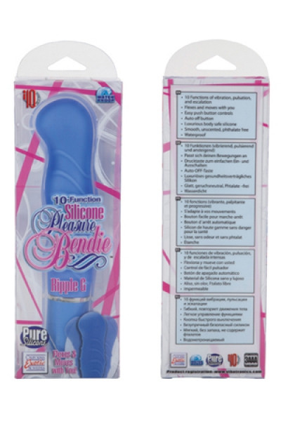 Голубой гнущийся вибратор Silicone Pleasure Bendie Ripple G s - 17,3 см.