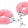 Металлические наручники с розовой меховой опушкой и ключиками