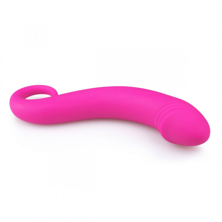 Розовый анальный фаллоимитатор Curved Dong - 17,5 см.
