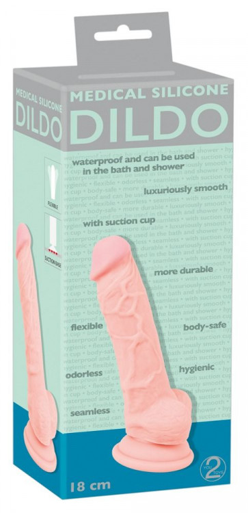 Реалистичный фаллоимитатор из силикона Medical Silicone Dildo - 18 см.