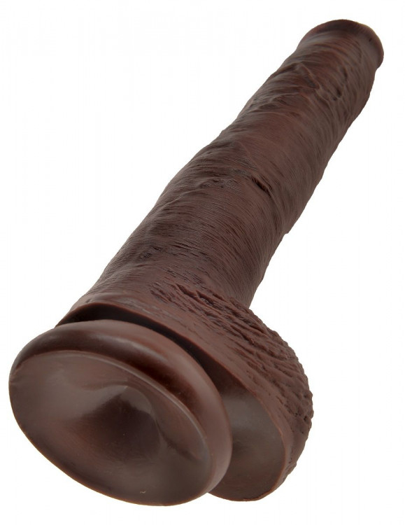 Коричневый фаллоимитатор-гигант 14  Cock with Balls - 37,5 см.